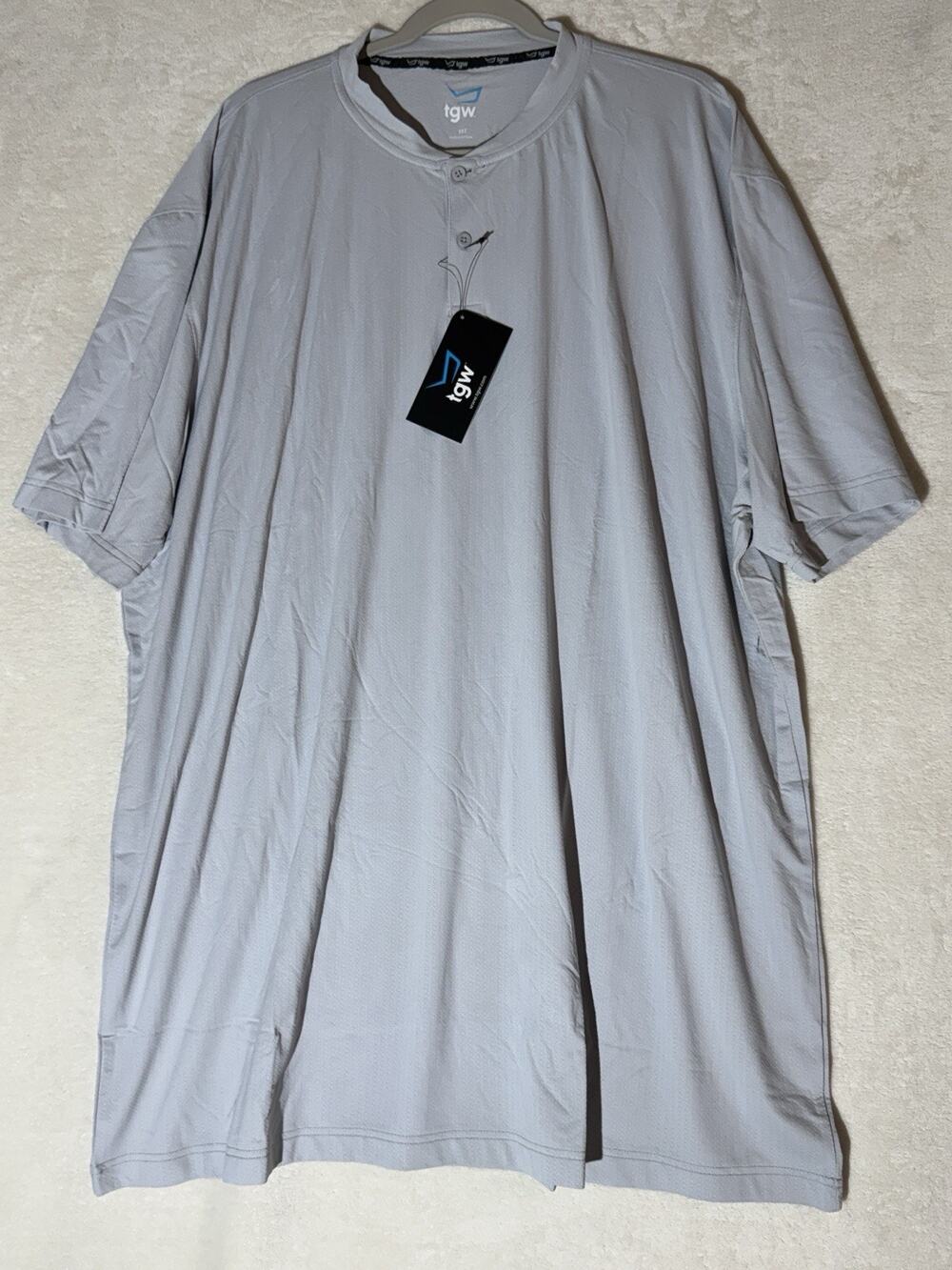 Men’s TGW Cooling Textured Polo Golf Shirt Gray Size 3XL Tall New Mock Collar